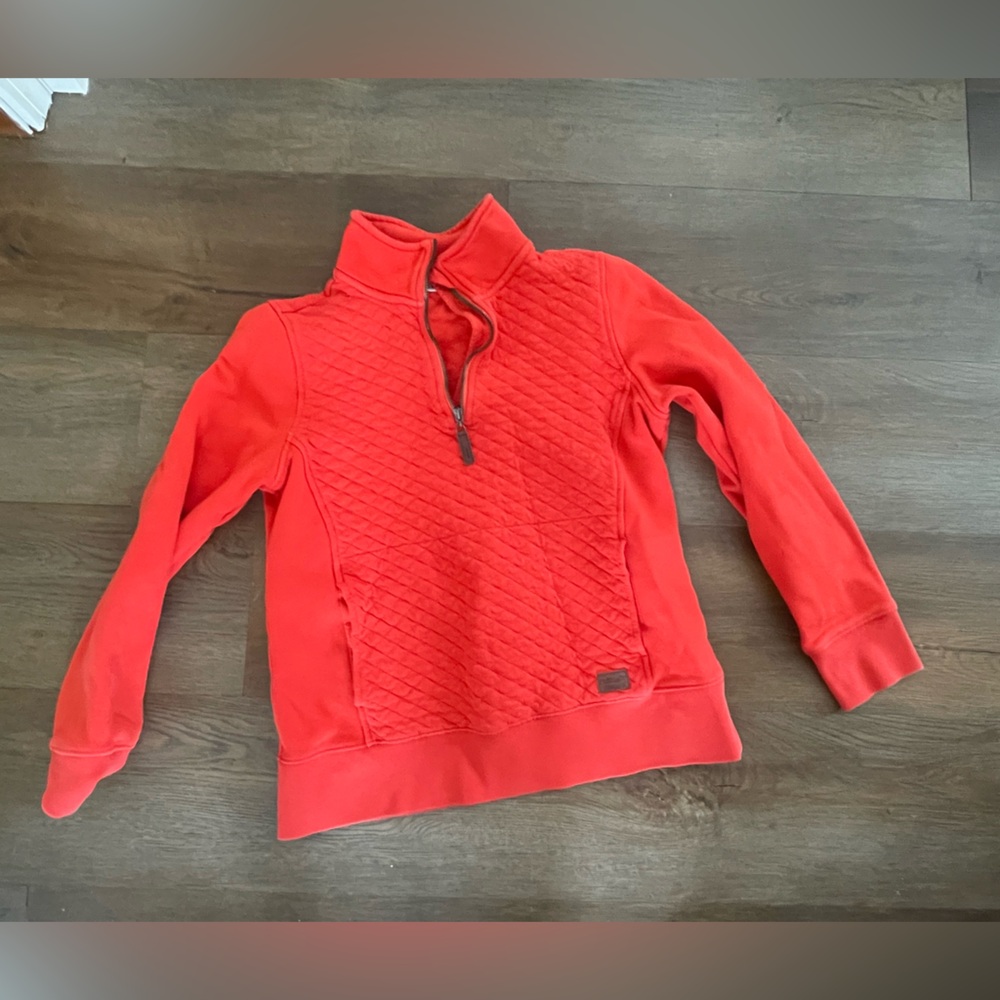 L.L. Bean Red Quilted Half-Zip Sweatshirt